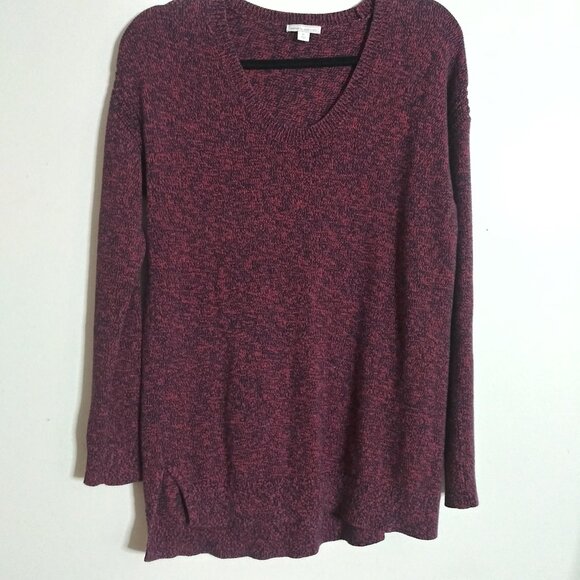 Gap Women's Maternity Burgundy Marled Knit V-Neck Long Sleeve Sweater Size: XS - Picture 1 of 5